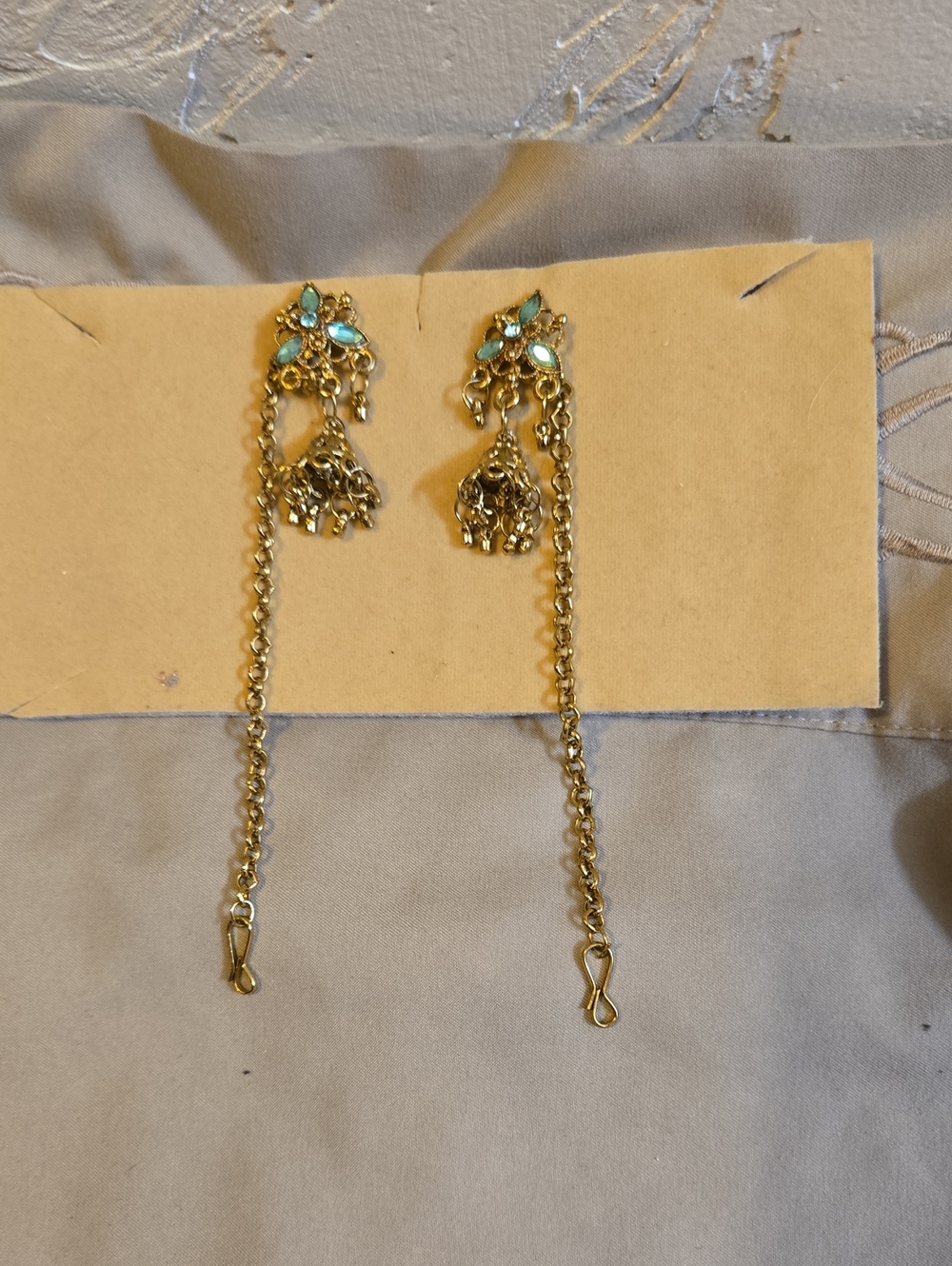 Jhumka dangle Earrings With Hair Chains- Women Jewelry